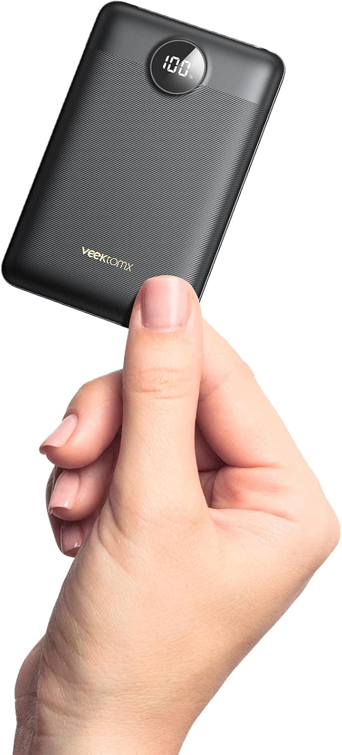Mini banque d'alimentation VEEKTOMX 10 000 mAh, 22,5 W, petit chargeur portable à charge rapide avec DP 3.0 QC 3.0, chargeur USB C Slim pour iPhone, double sortie, compatible avec iPhone, Samsung, accessoires de voyage indispensables