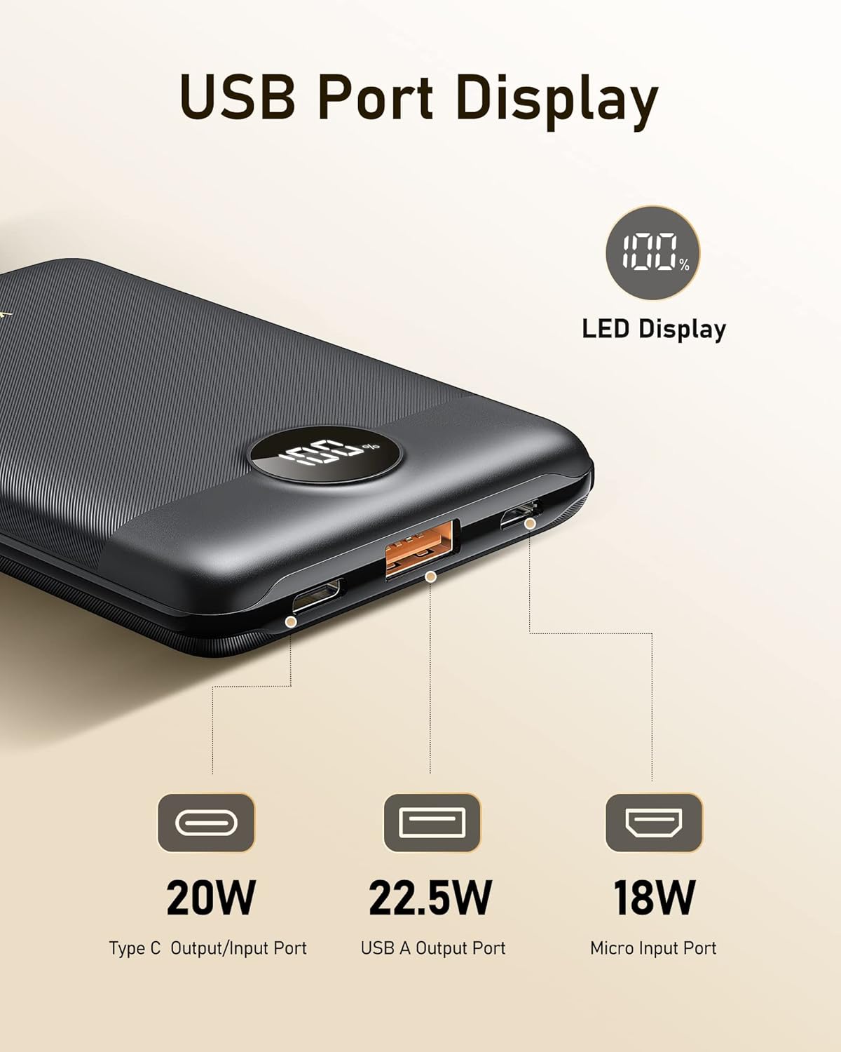 VEEKTOMX Mini Power Bank 10000mAh, 22.5W Fast Charging Small Portable Charger with PD 3.0  QC 3.0,USB C Slim Lightweight iPhone Charger, Dual Output Compatible with iPhone, Samsung,Travel Must Haves