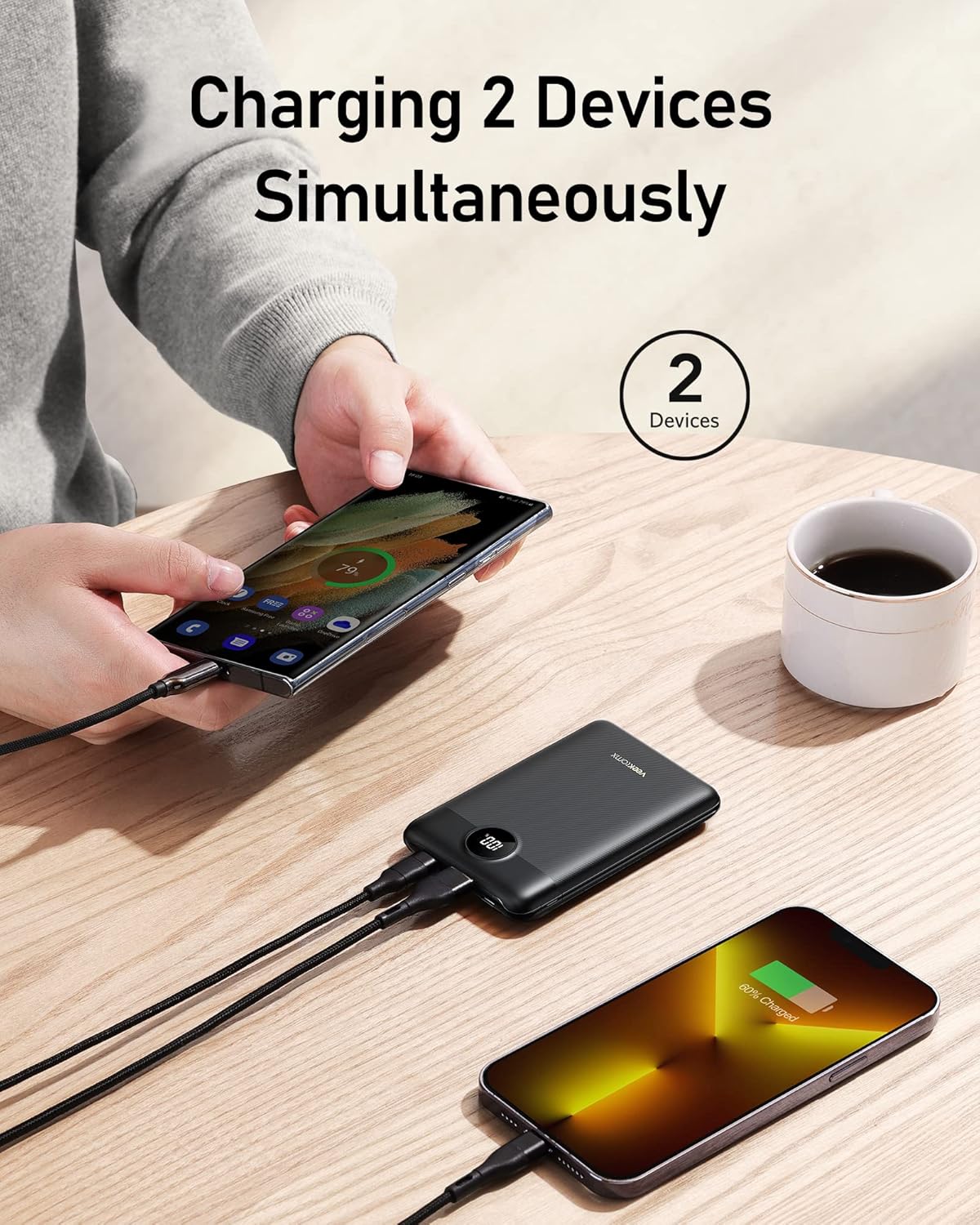 VEEKTOMX Mini Power Bank 10000mAh, 22.5W Fast Charging Small Portable Charger with PD 3.0  QC 3.0,USB C Slim Lightweight iPhone Charger, Dual Output Compatible with iPhone, Samsung,Travel Must Haves