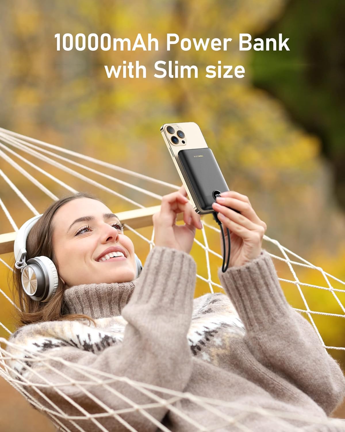 VEEKTOMX Mini Power Bank 10000mAh, 22.5W Fast Charging Small Portable Charger with PD 3.0  QC 3.0,USB C Slim Lightweight iPhone Charger, Dual Output Compatible with iPhone, Samsung,Travel Must Haves