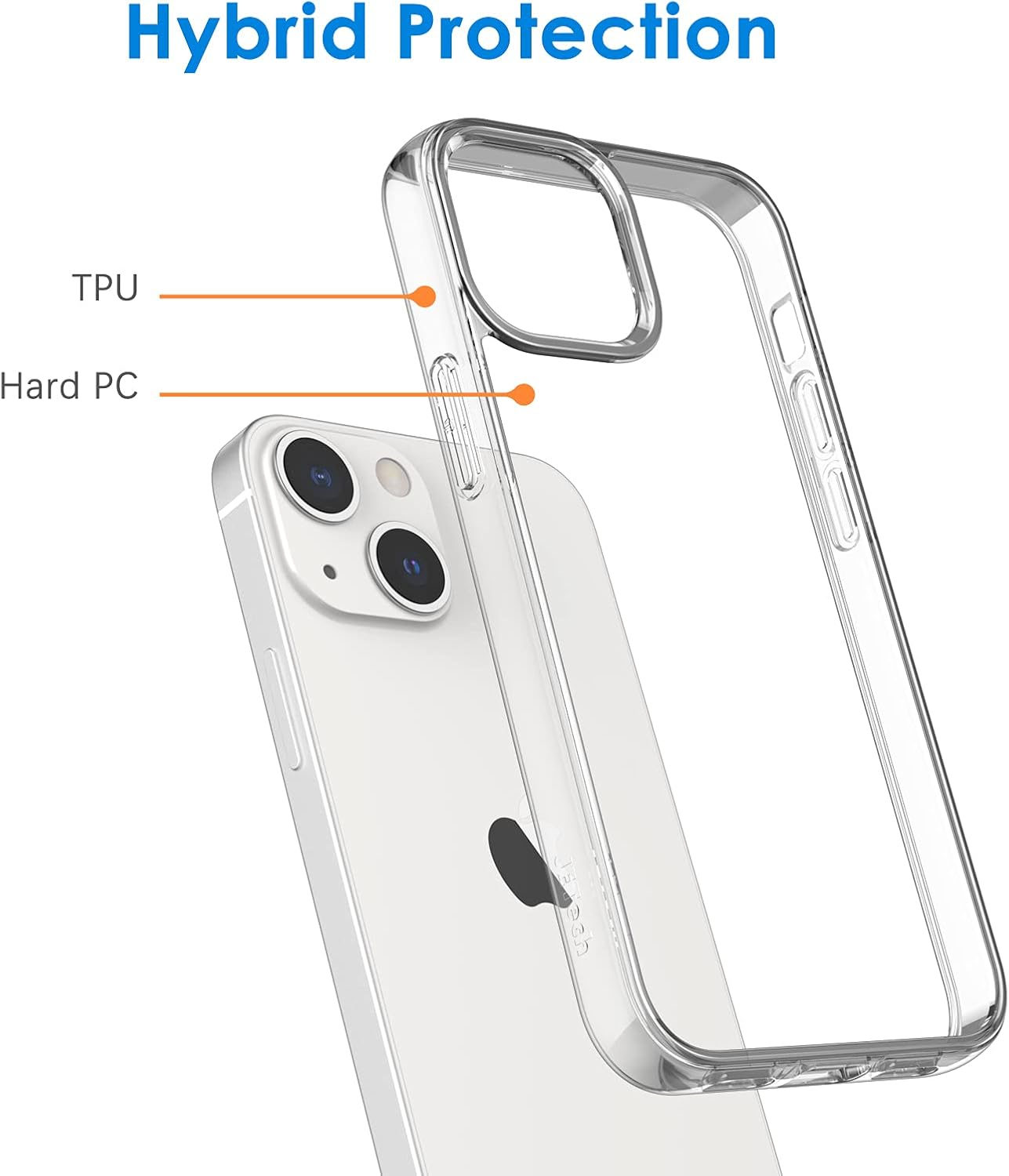 JETech Case for iPhone 13 6.1-Inch, Non-Yellowing Shockproof Phone Bumper Cover, Anti-Scratch Clear Back (Clear)