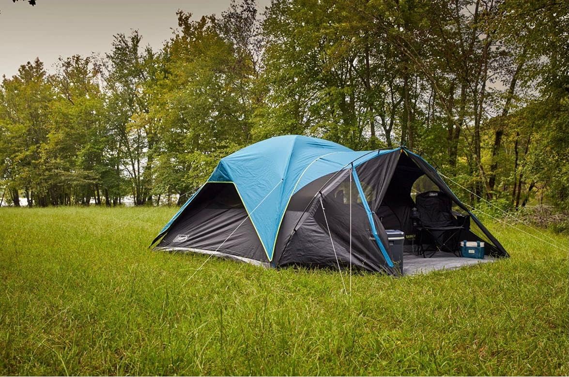 Coleman 8 Kişilik Carlsbad Dark Room Dome Kamp Çadırı, Ekran Odalı, 2 Oda, Mavi