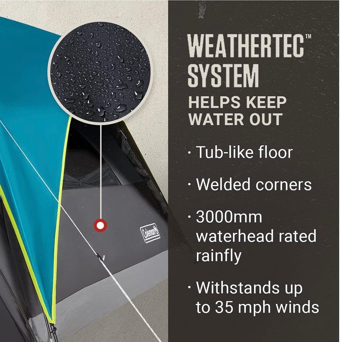 Coleman 8 Kişilik Carlsbad Dark Room Dome Kamp Çadırı, Ekran Odalı, 2 Oda, Mavi