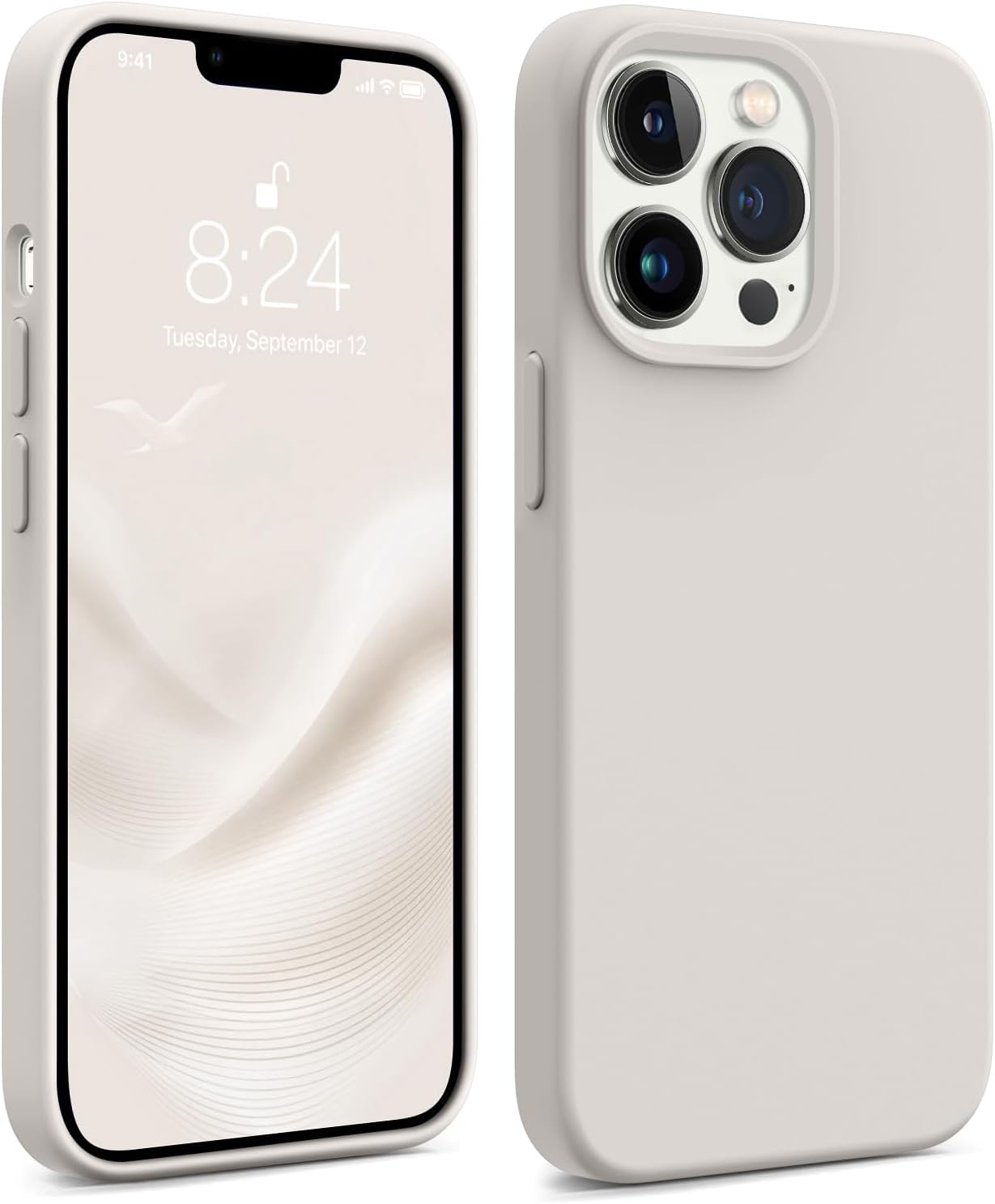 Custodia magnetica AOTESIER per iPhone 13 Pro, [compatibile con MagSafe] [Protezione antiurto militare] Custodia in silicone con morbida fodera in microfibra, protezione dello schermo della fotocamera da 6,1 pollici, Stone