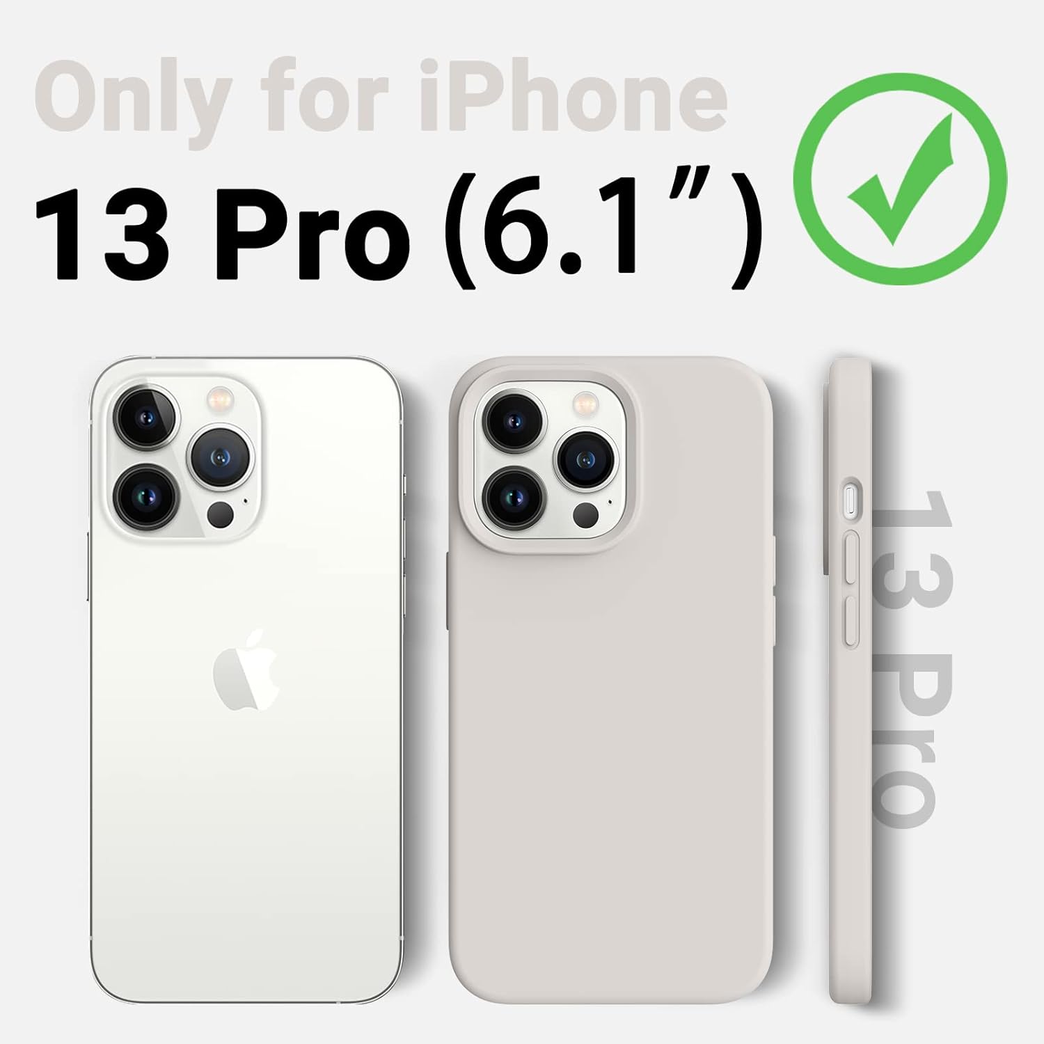 AOTESIER Magnetic for iPhone 13 Pro Phone Case, [Compatible with MagSafe][Military Shockproof Protection] Silicone Case with Soft Microfiber Lining, Camera  Screen Protection 6.1 inch, Stone
