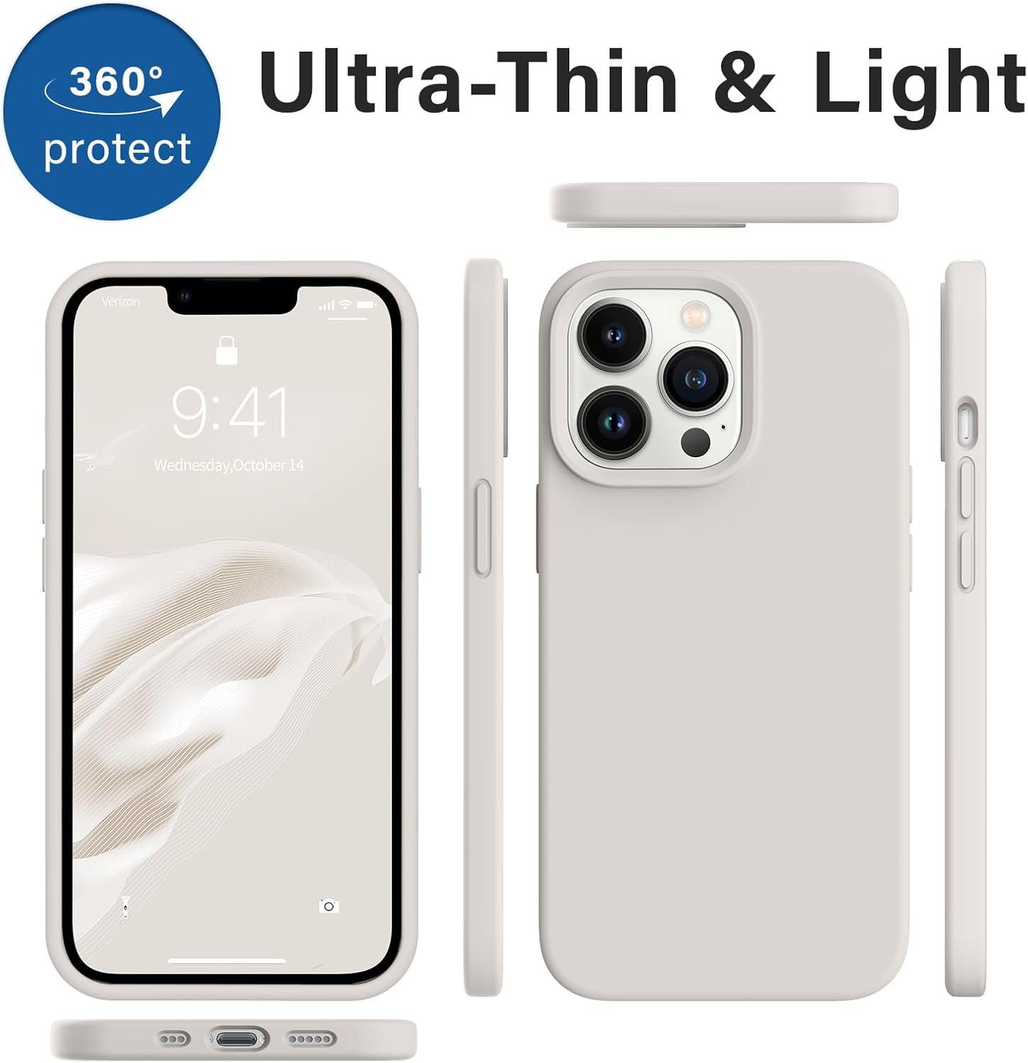 AOTESIER Magnetic for iPhone 13 Pro Phone Case, [Compatible with MagSafe][Military Shockproof Protection] Silicone Case with Soft Microfiber Lining, Camera  Screen Protection 6.1 inch, Stone