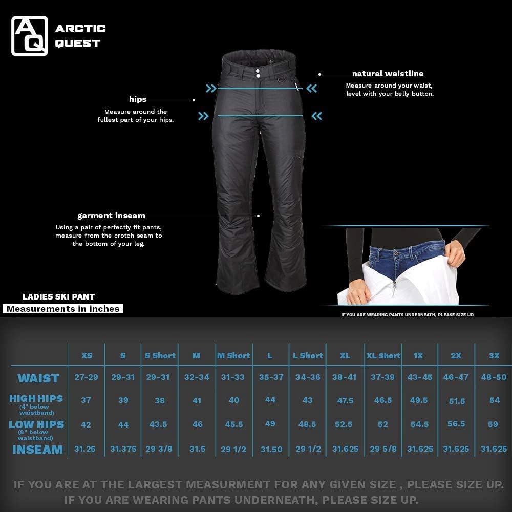 Arctic Quest Womens Snow Ski Pants Water Resistant Softshell Insulated Skinny Fit Pants Snowboarding Hiking Winter Outdoor