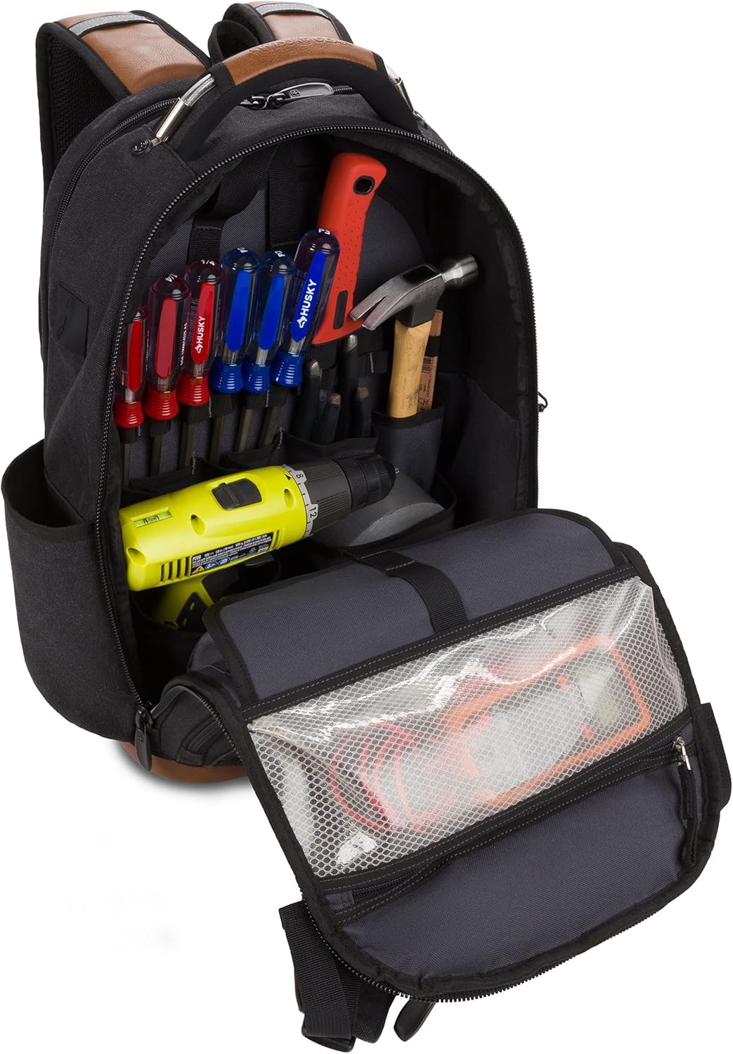 SwissGear Werkzeugtasche, Rucksack, für bis zu 17-Zoll-Laptops, Work Pack PRO, schwarz-braunes Segeltuch