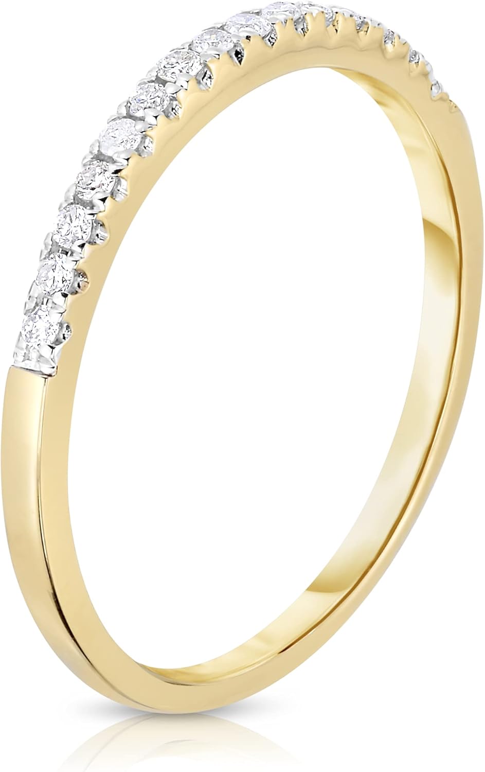 14K Gold 1/6 Ct Diamonds Stackable Band Ring, Size 5 · v2