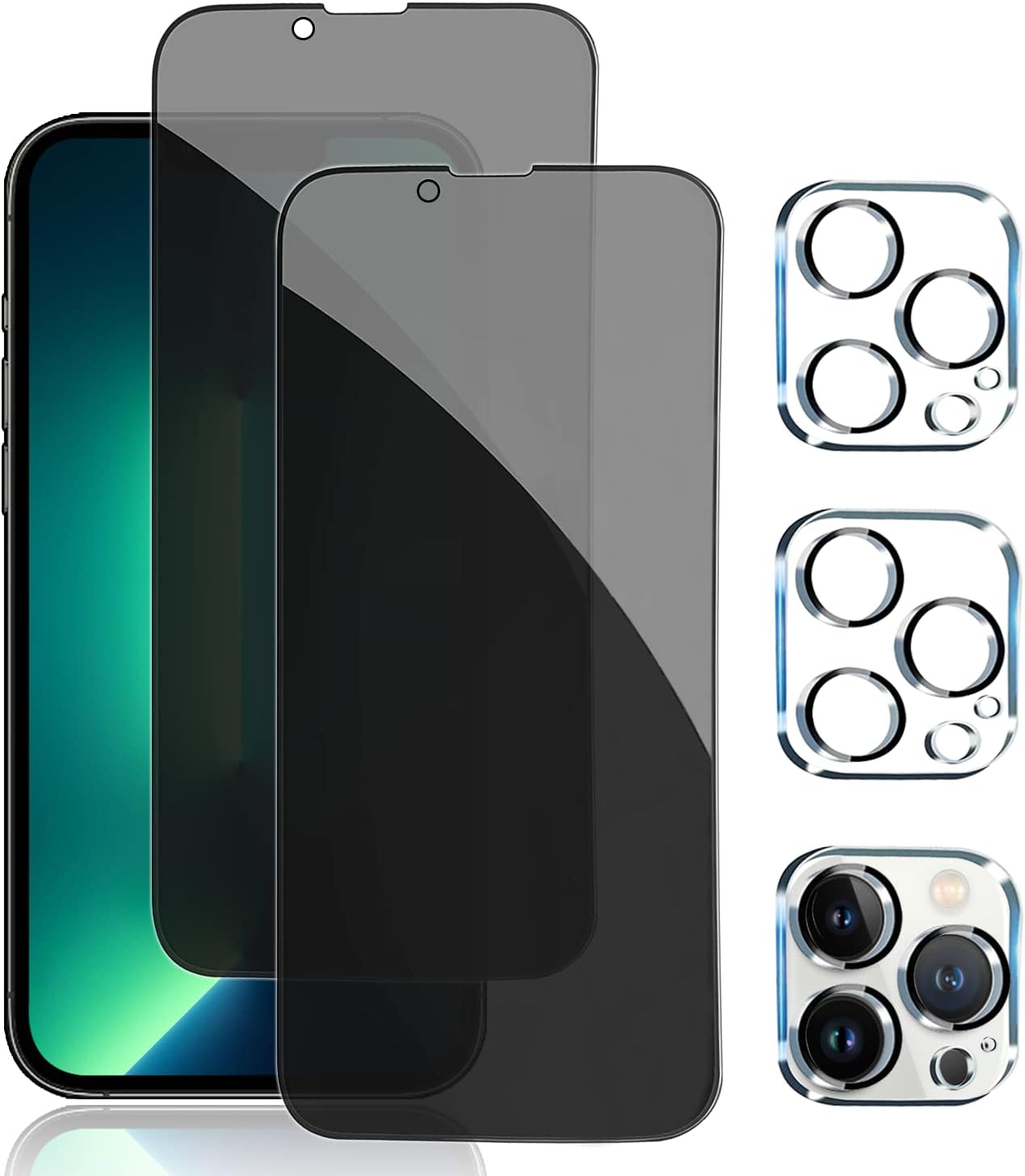 Pehael [2 2 Pack] iPhone 13 Pro Privacy Screen Protector with Camera Lens Protector Full Coverage AntiSpy Tempered Glass Film 9H Hardness Upgrade Edge Protection Easy Installation Bubble Free [6.1