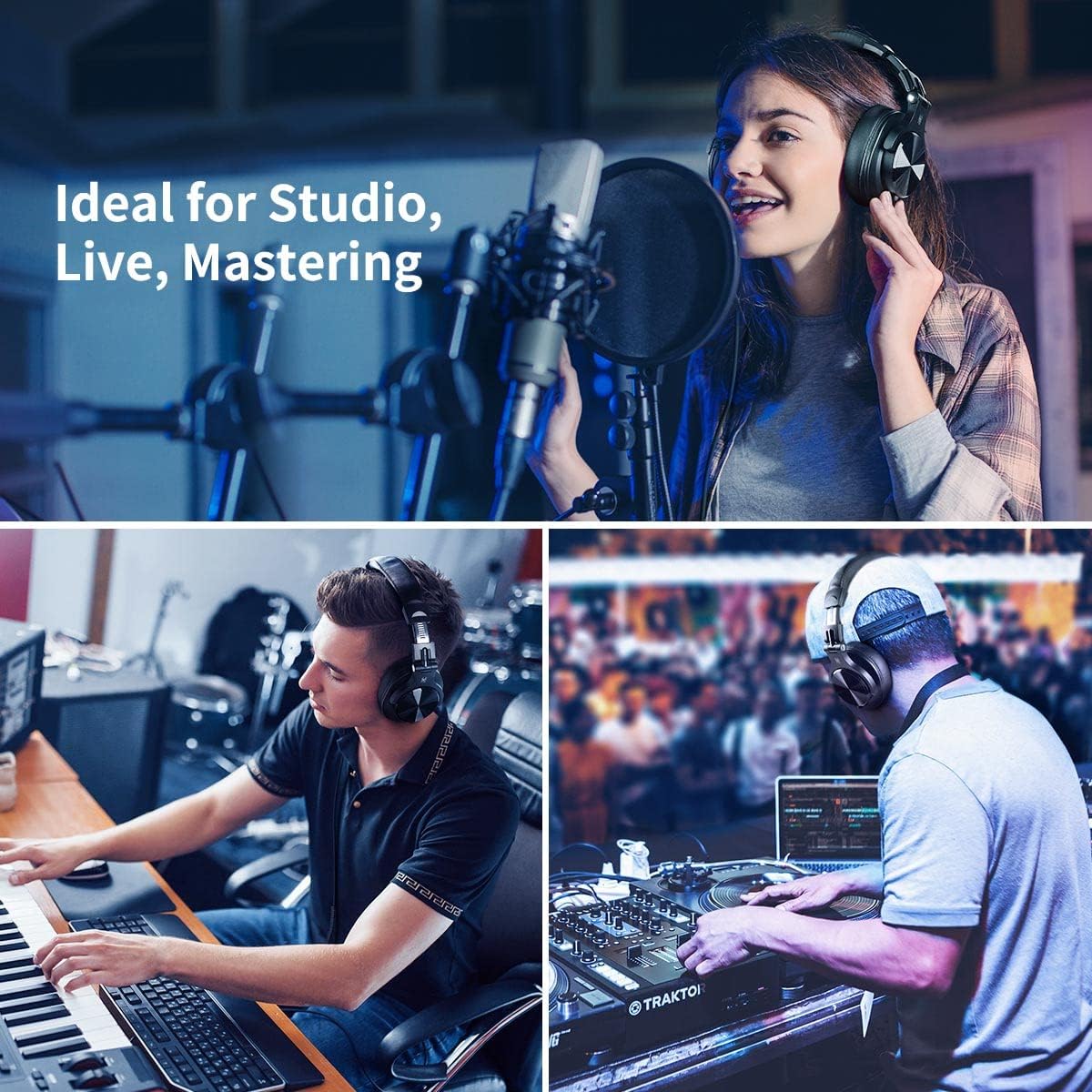 OneOdio A71 Hi-Res Studio Recording Headphones - Wired Over Ear Headphones with SharePort, Professional Monitoring Mixing Foldable Headset with Stereo Sound, 3.5/6.35MM Jack for PC Computer DJ Guitar