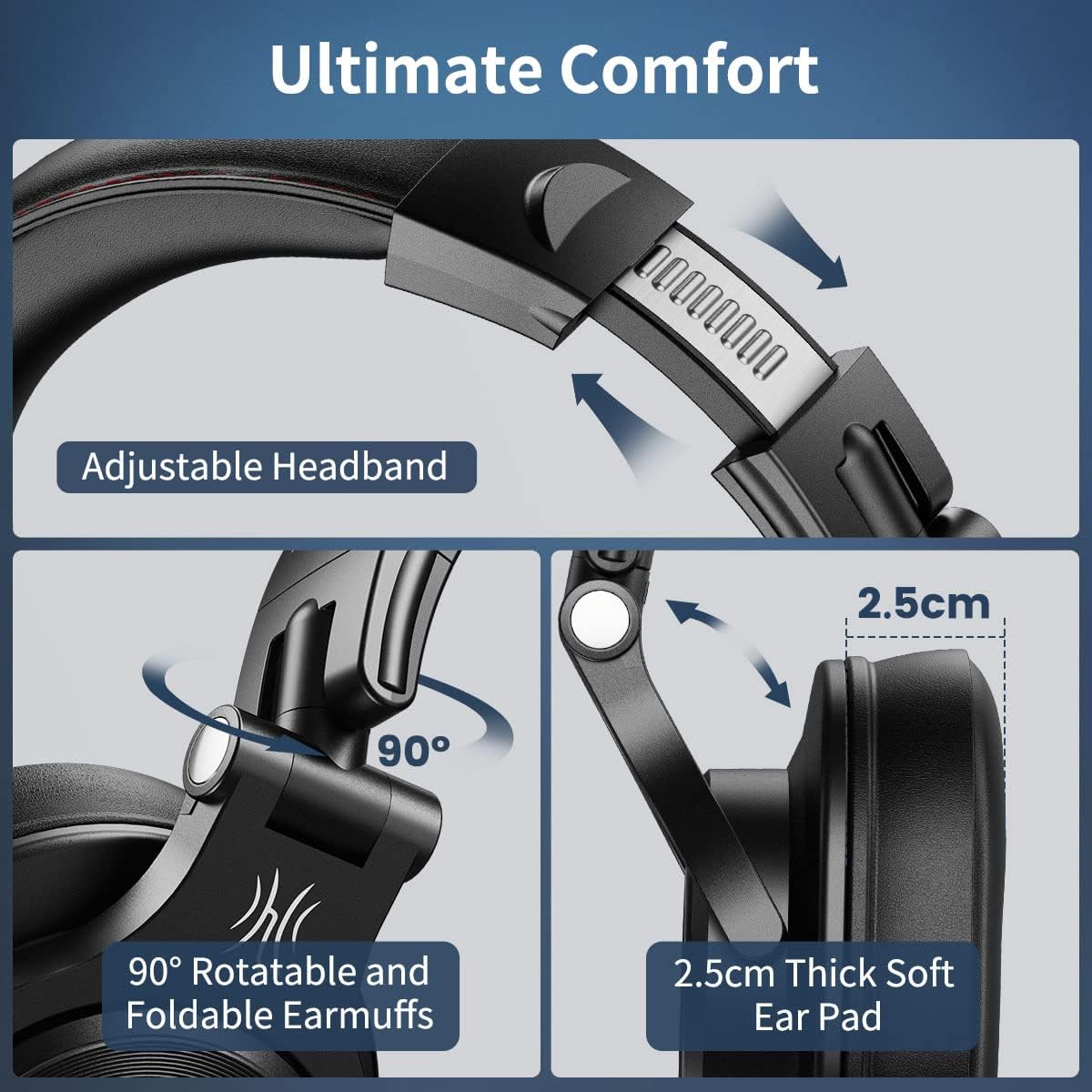OneOdio A71 Hi-Res Studio Recording Headphones - Wired Over Ear Headphones with SharePort, Professional Monitoring Mixing Foldable Headset with Stereo Sound, 3.5/6.35MM Jack for PC Computer DJ Guitar