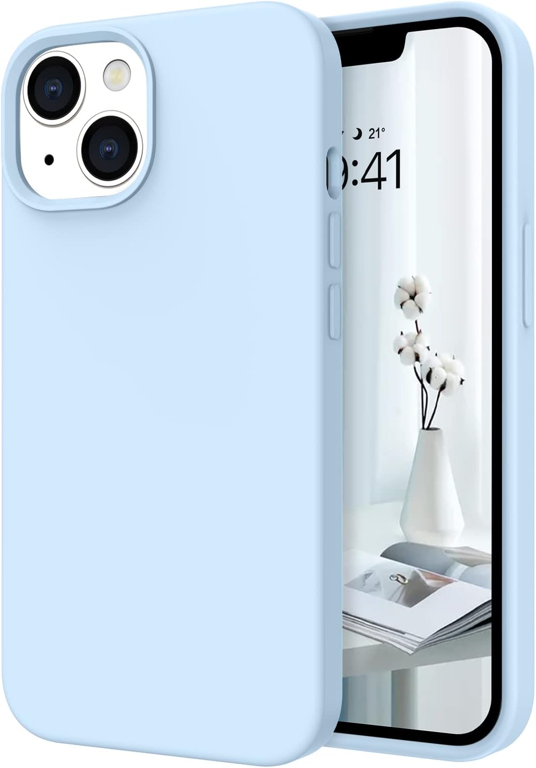 Coque Telaso compatible avec iPhone 13, coque de téléphone Slim Fit avec doublure en microfibre, coque de protection antichoc pour iPhone 13, 6,1 pouces, bleu clair