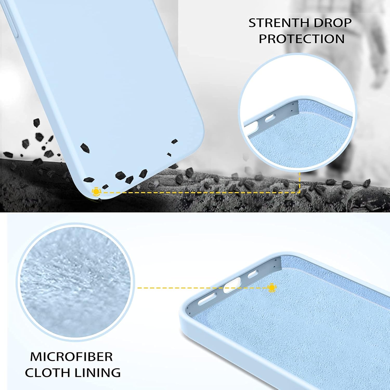 Coque Telaso compatible avec iPhone 13, coque de téléphone Slim Fit avec doublure en microfibre, coque de protection antichoc pour iPhone 13, 6,1 pouces, bleu clair