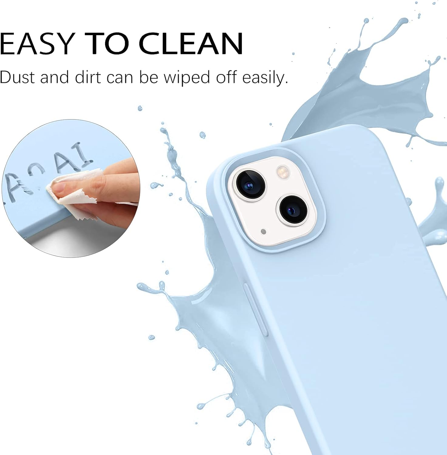 Coque Telaso compatible avec iPhone 13, coque de téléphone Slim Fit avec doublure en microfibre, coque de protection antichoc pour iPhone 13, 6,1 pouces, bleu clair