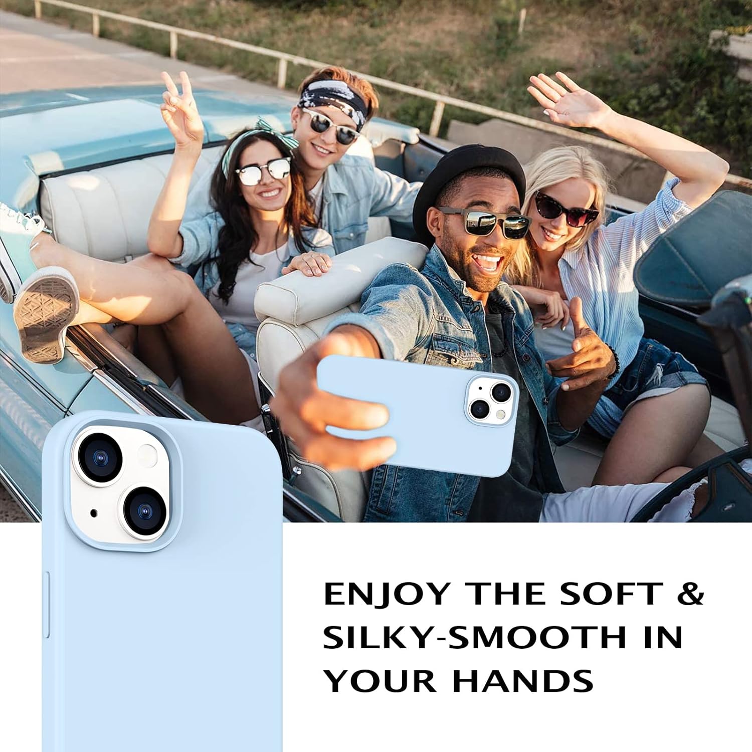 Coque Telaso compatible avec iPhone 13, coque de téléphone Slim Fit avec doublure en microfibre, coque de protection antichoc pour iPhone 13, 6,1 pouces, bleu clair