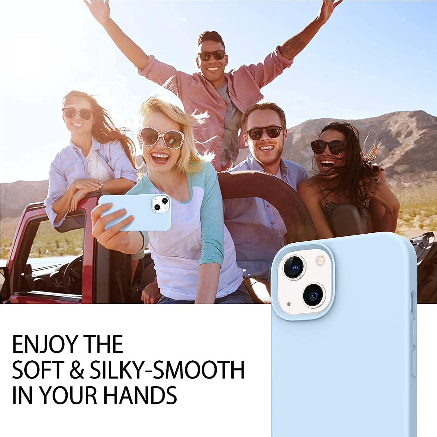 Coque Telaso compatible avec iPhone 13, coque de téléphone Slim Fit avec doublure en microfibre, coque de protection antichoc pour iPhone 13, 6,1 pouces, bleu clair