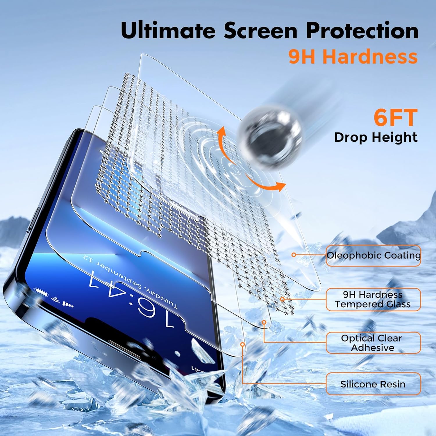 Protecteur d'écran UnbreakCable pour iPhone 14/13/13 Pro [Lot de 2] Verre trempé double incassable [Cadre facile à installer] [Dureté 9H] [Transparent HD à 99,99 %] [Sans bulles] pour Apple 14/13/13 Pro 6,1 pouces