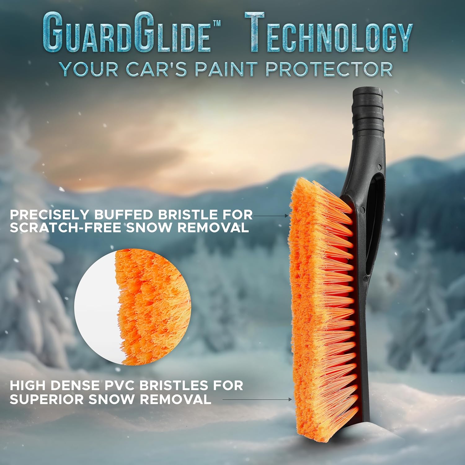 EcoNour 27 Aluminum Snow Brush with Ice Scrapers for Car Windshield and Window | Car Snow Scraper and Brush with Ergonomic Foam Grip Winter Accessories (Orange) · v6