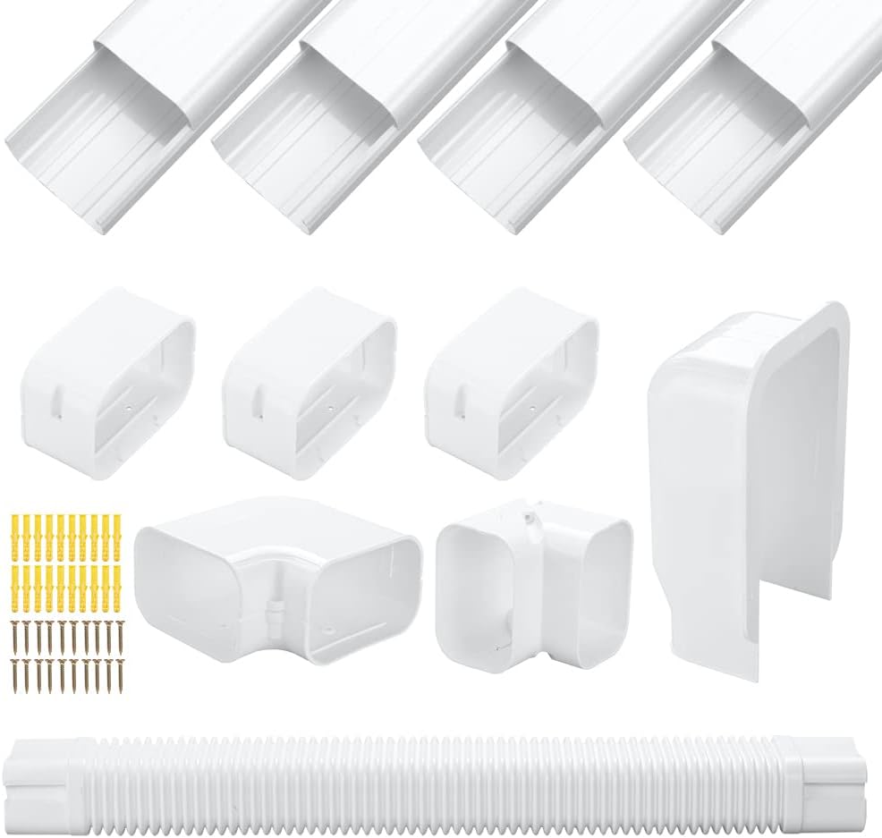 ชุดหุ้มท่อ PVC ตกแต่ง LCGP 4 ยาว 14 ฟุต เหมาะสำหรับระบบเครื่องปรับอากาศแบบแยกส่วนและปั๊มความร้อน ฉนวนท่อเครื่องปรับอากาศกลางแจ้ง
