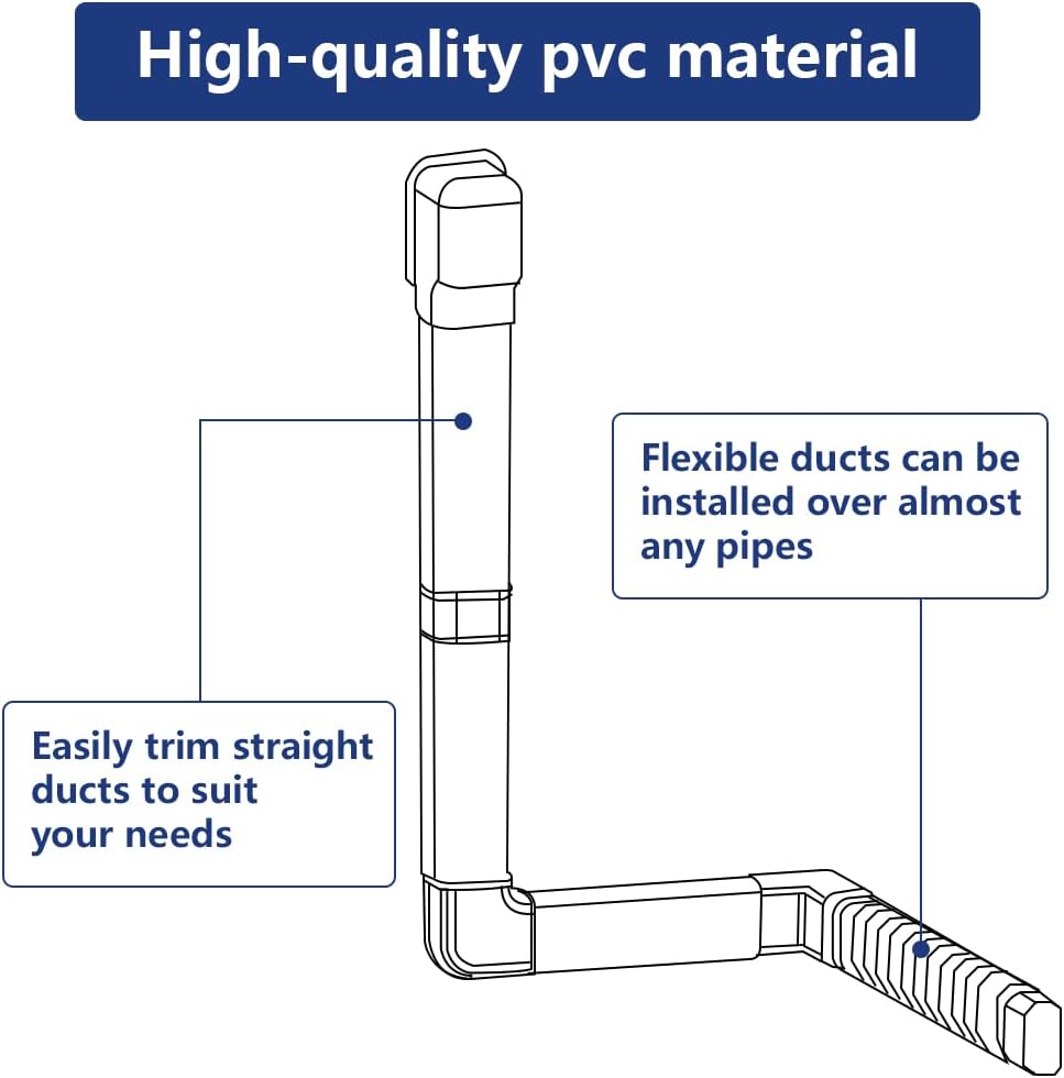 ชุดหุ้มท่อ PVC ตกแต่ง LCGP 4 ยาว 14 ฟุต เหมาะสำหรับระบบเครื่องปรับอากาศแบบแยกส่วนและปั๊มความร้อน ฉนวนท่อเครื่องปรับอากาศกลางแจ้ง