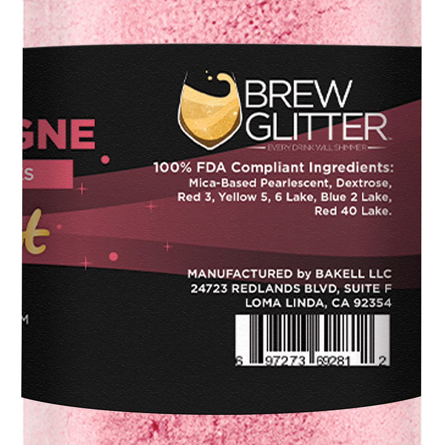 BAKELL Edible Brew Dust | BREW DUST Shimmery Drink Glitter | KOSHER Certified | Halal Certified | 100% Edible | Beverages, Drinks  Cocktails (Pink Champagne, 50g) · v3