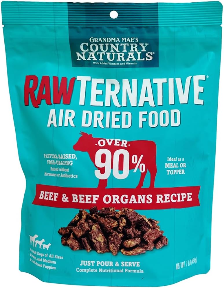 Grandma Maes Country Naturals RawTernative Air Dried Dog Food. (1LB Beef  Beef Organs) · v2