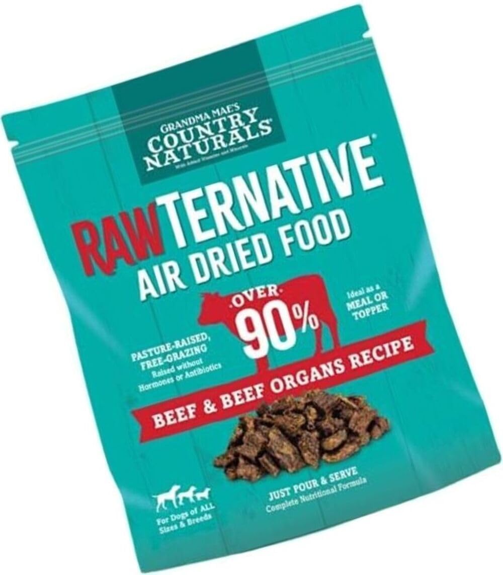 طعام الكلاب المجفف بالهواء من Grandma Maes Country Naturals RawTernative (أعضاء لحم البقر 3 رطل)