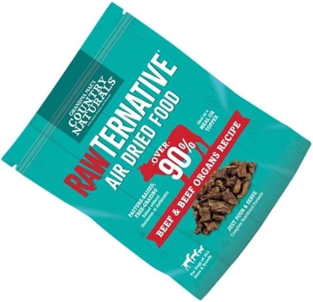 طعام الكلاب المجفف بالهواء من Grandma Maes Country Naturals RawTernative (أعضاء لحم البقر 3 رطل)