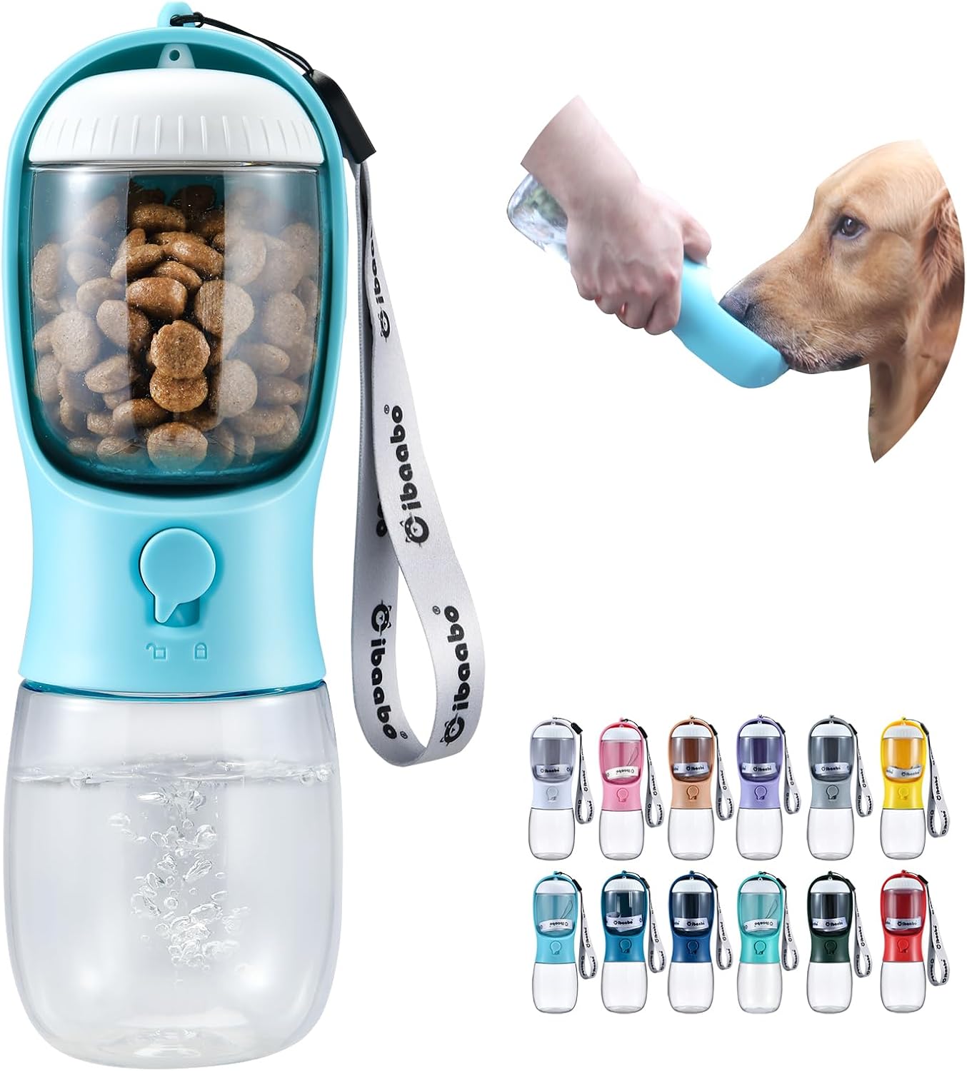 Dog Water Bottle with Food Container, Travel Puppy Water Bowl, Portable Pet Dispenser, Dog Stuff Accessories Items, Puppy Essentials Necessities for Yorkie Chihuahua Cat Walking and Hiking · v3