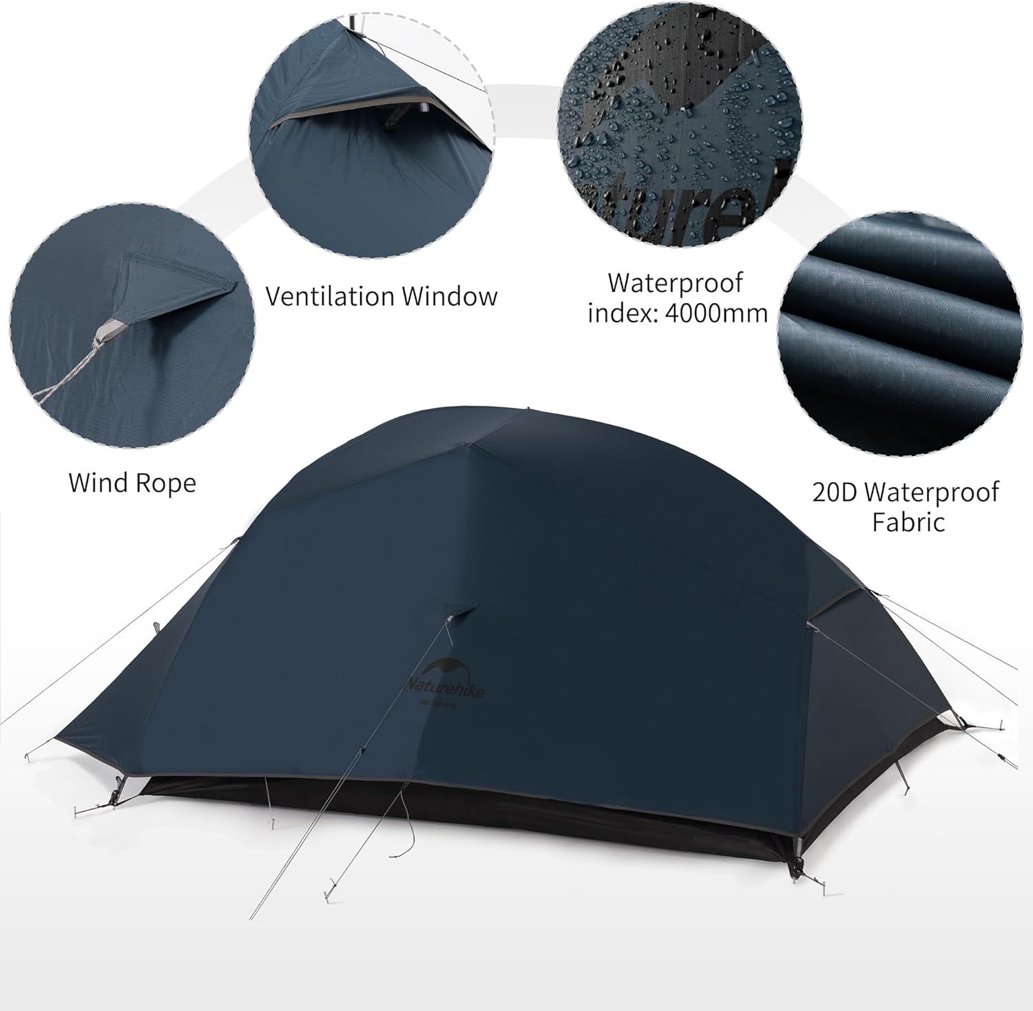 Naturehike Cloud-Up 3 Kişilik Ayak İzi ile Hafif Sırt Çantası Çadırı - 3 Mevsim Serbest Ayaklı Dome Kamp Yürüyüş Su Geçirmez Sırt Çadırları