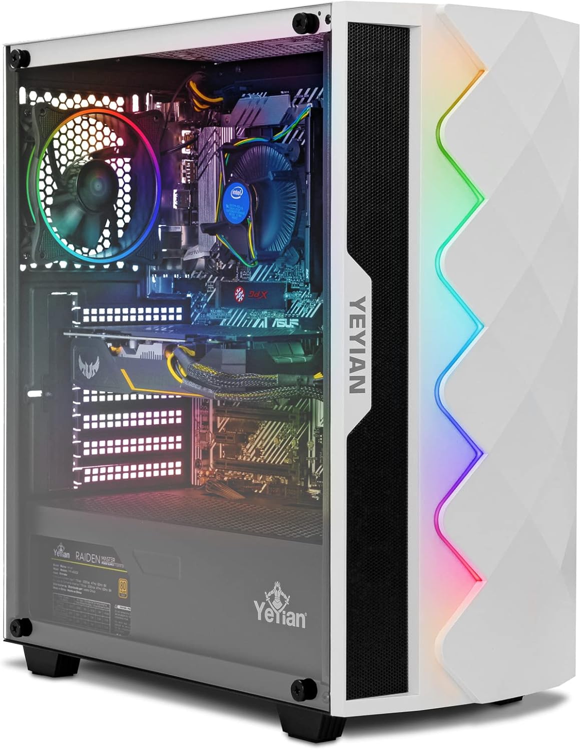 YEYIAN SAI X11 Gaming PC Desktop Computer, Intel i5-11400F 6-Core 2.6GHz, GeForce GTX 1650 4GB GDDR6, 500GB NVMe SSD, 8GB DDR4 3200MHz, 3 ARGB Fans, Windows 11 Home 64-bit, WiFi 5, BT 5.0, 650W PSU