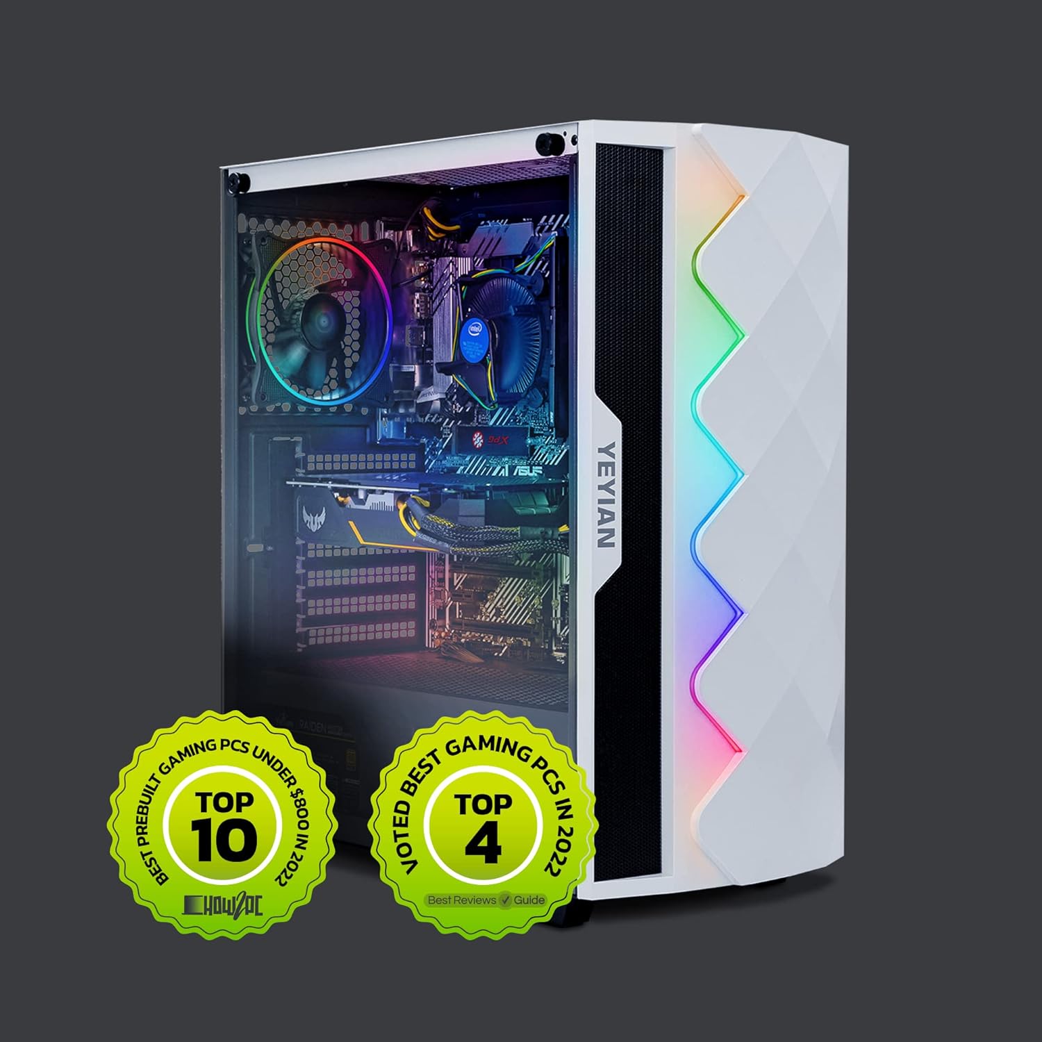 YEYIAN SAI X11 Gaming PC Desktop Computer, Intel i5-11400F 6-Core 2.6GHz, GeForce GTX 1650 4GB GDDR6, 500GB NVMe SSD, 8GB DDR4 3200MHz, 3 ARGB Fans, Windows 11 Home 64-bit, WiFi 5, BT 5.0, 650W PSU · v2