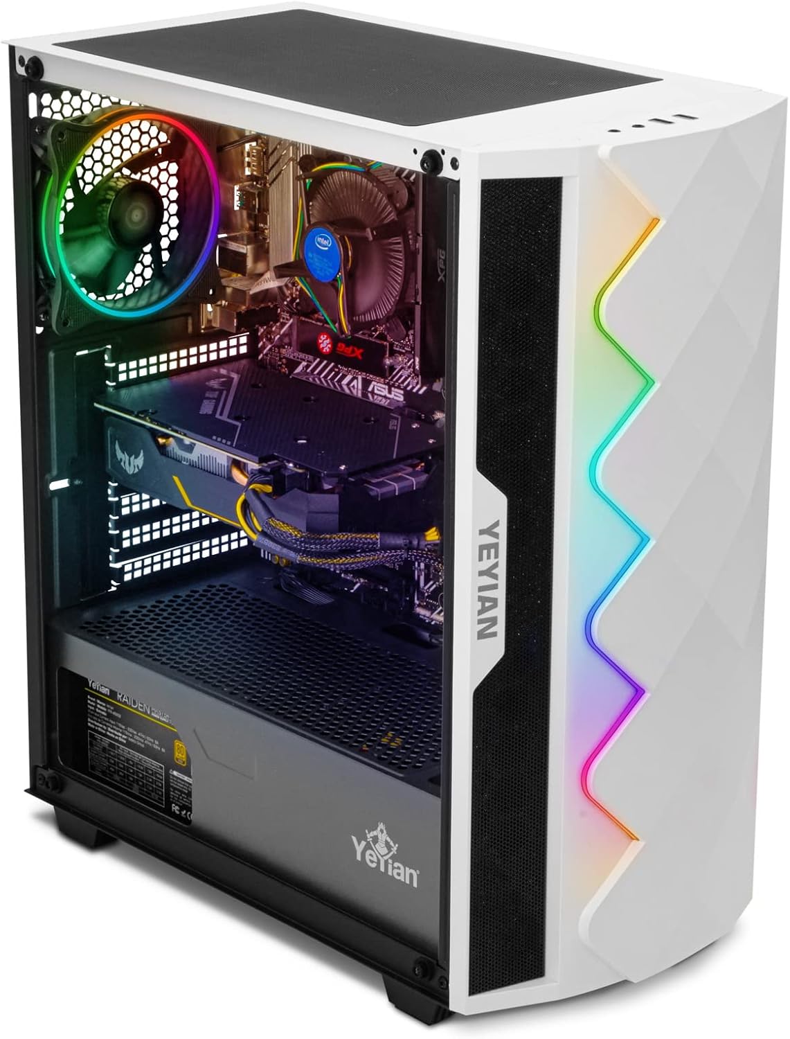 YEYIAN SAI X11 Gaming PC Desktop Computer, Intel i5-11400F 6-Core 2.6GHz, GeForce GTX 1650 4GB GDDR6, 500GB NVMe SSD, 8GB DDR4 3200MHz, 3 ARGB Fans, Windows 11 Home 64-bit, WiFi 5, BT 5.0, 650W PSU · v2