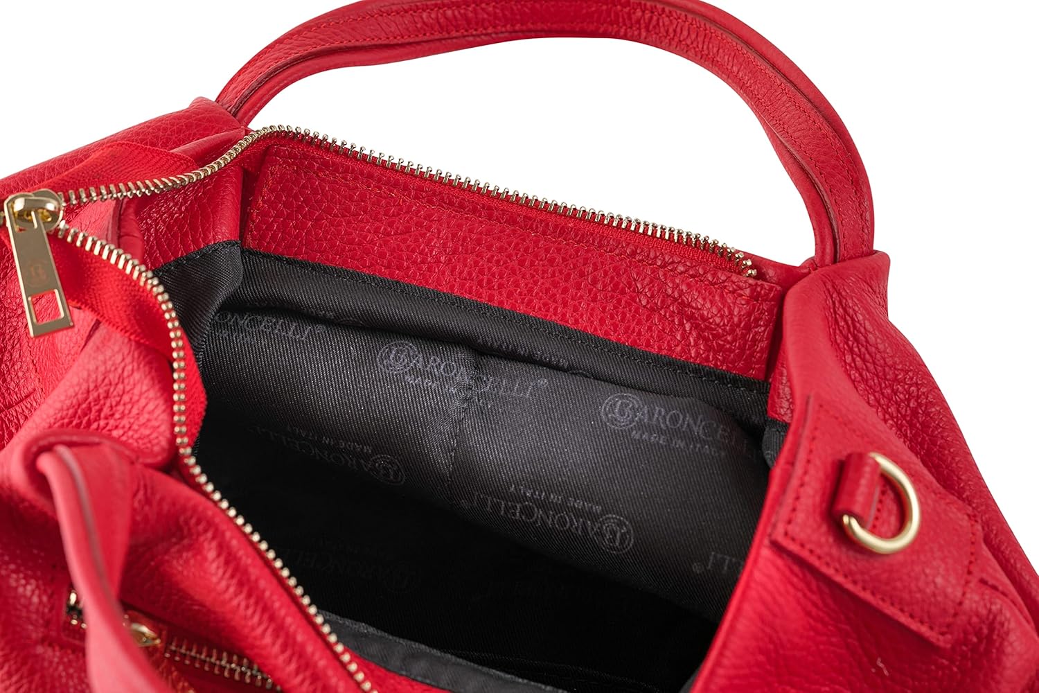 Borsa a tracolla Baroncelli in pelle italiana da donna in vera pelle morbida di medie dimensioni realizzata in Italia