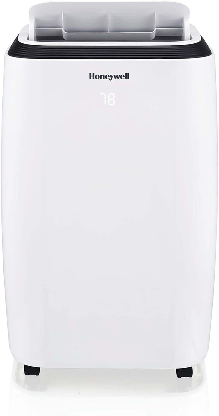 Honeywell 9.900 BTU Yatak Odası, Oturma Odası, Bodrum, 115V için Taşınabilir Klima, 450 Sq'ye kadar soğur. Ft. Fanlı, Nem Alıcı, Kurulum Kiti, Uzaktan Kumanda ve Tahliye Borusu Dahil, Beyaz