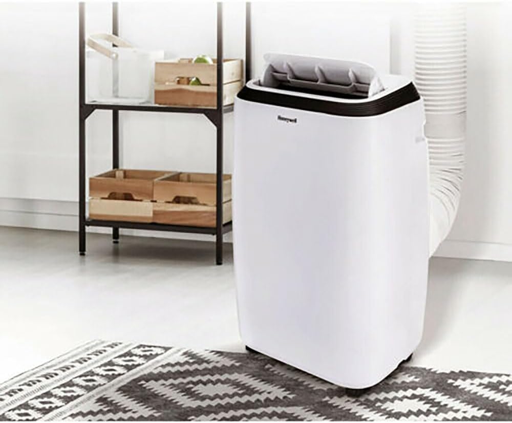 Honeywell 9,900 BTU 휴대용 에어컨(침실, 거실, 지하실용, 115V, 팬, 제습기 포함, 설치 키트, 리모컨, 배수관 포함, 흰색)