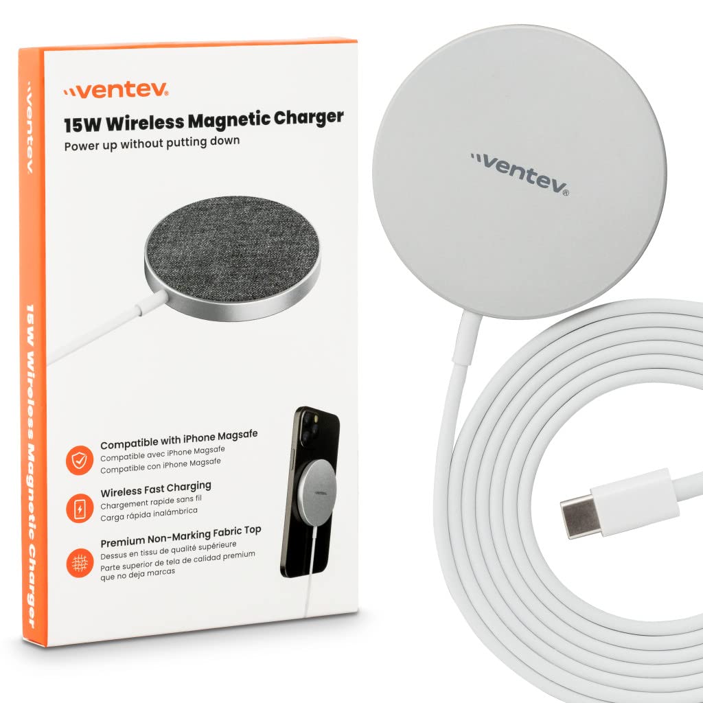 Chargeur magnétique sans fil Ventev | Chargeur MagSafe à chargement rapide pour borne de recharge Samsung Apple | Compatible avec les appareils compatibles Qi