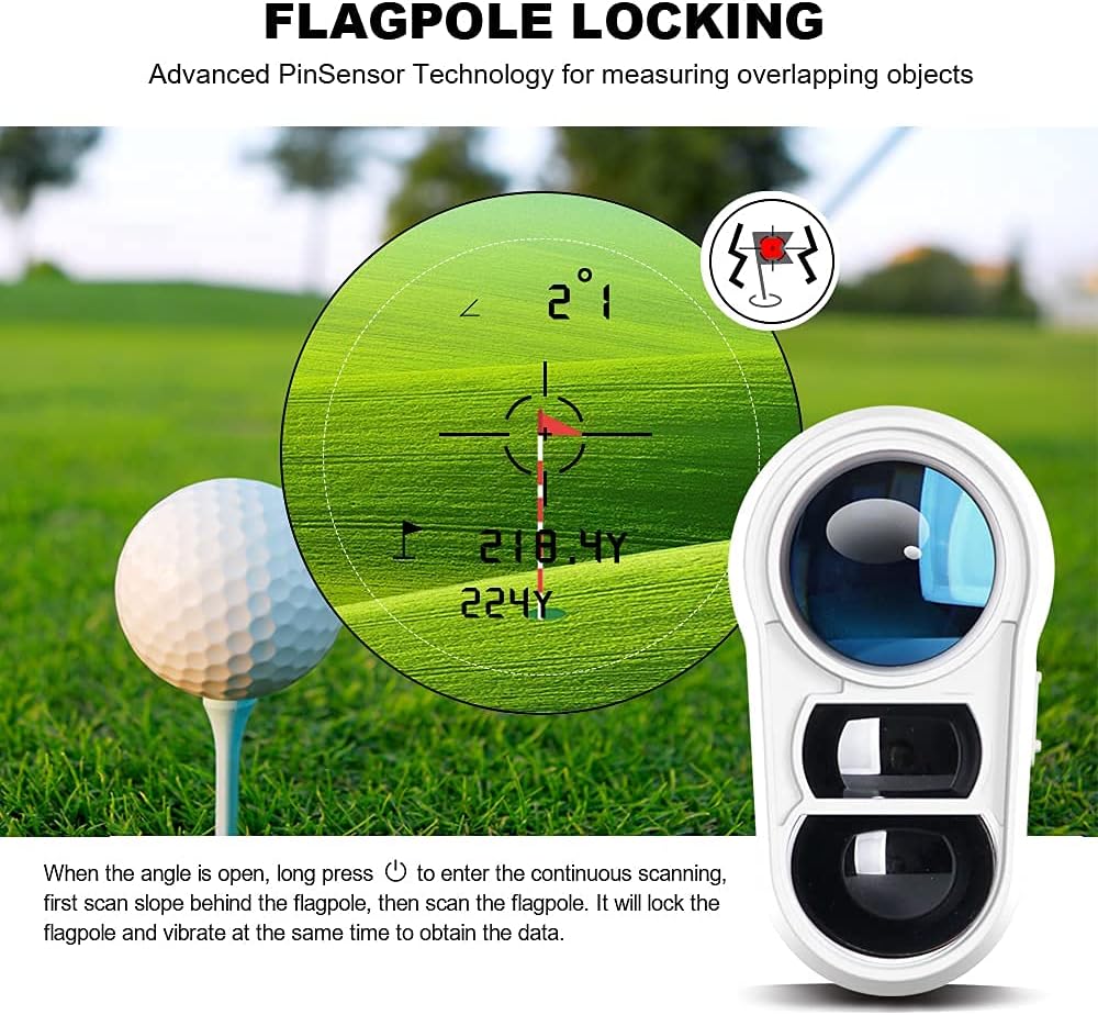 Golf-Entfernungsmesser mit Pipe und Pin-Lock-Vibration, Externer Neigungsschalter für Golfturniere, Entfernungsmesser mit wiederaufladbarem Akku 600/1000YDS Laser-Entfernungsmesser