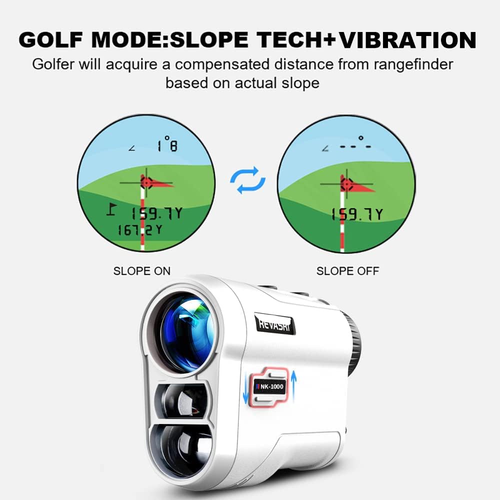 Golf-Entfernungsmesser mit Pipe und Pin-Lock-Vibration, Externer Neigungsschalter für Golfturniere, Entfernungsmesser mit wiederaufladbarem Akku 600/1000YDS Laser-Entfernungsmesser