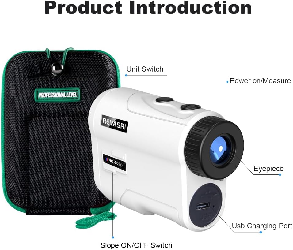 Golf-Entfernungsmesser mit Pipe und Pin-Lock-Vibration, Externer Neigungsschalter für Golfturniere, Entfernungsmesser mit wiederaufladbarem Akku 600/1000YDS Laser-Entfernungsmesser