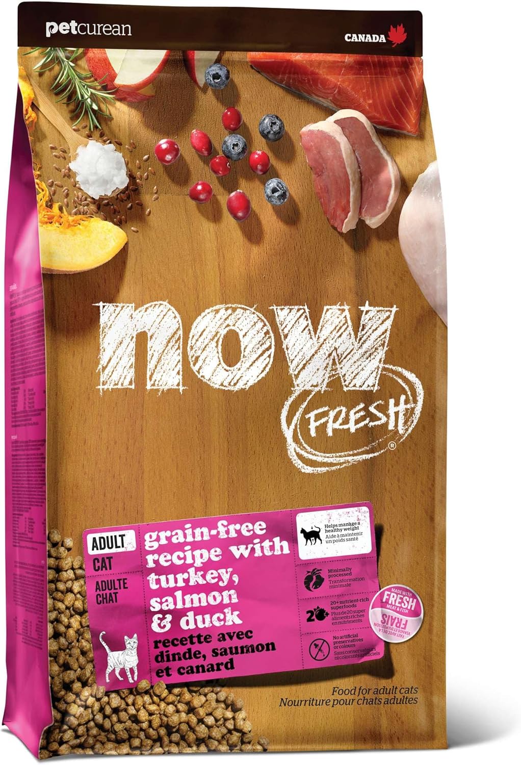 Nourriture sèche pour chats Now Fresh, recette de dinde, de saumon et de canard, 3 livres. Nourriture pour chats sans céréales, préparée avec de la vraie viande et du vrai poisson