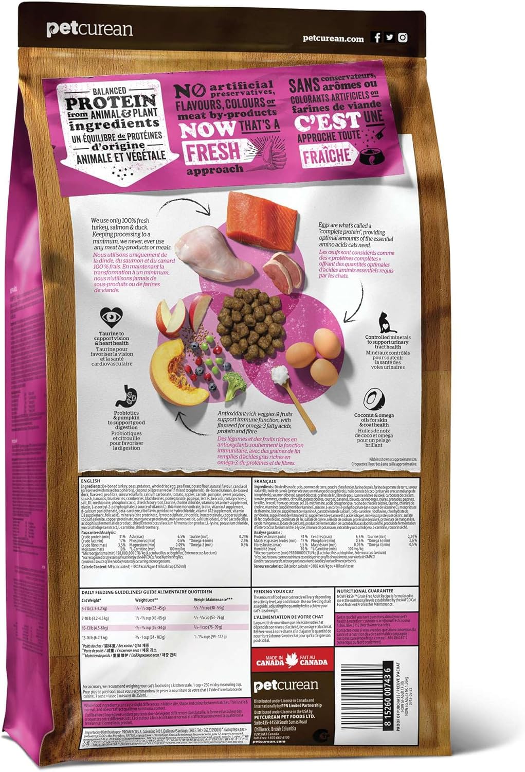 Nourriture sèche pour chats Now Fresh, recette de dinde, de saumon et de canard, 3 livres. Nourriture pour chats sans céréales, préparée avec de la vraie viande et du vrai poisson