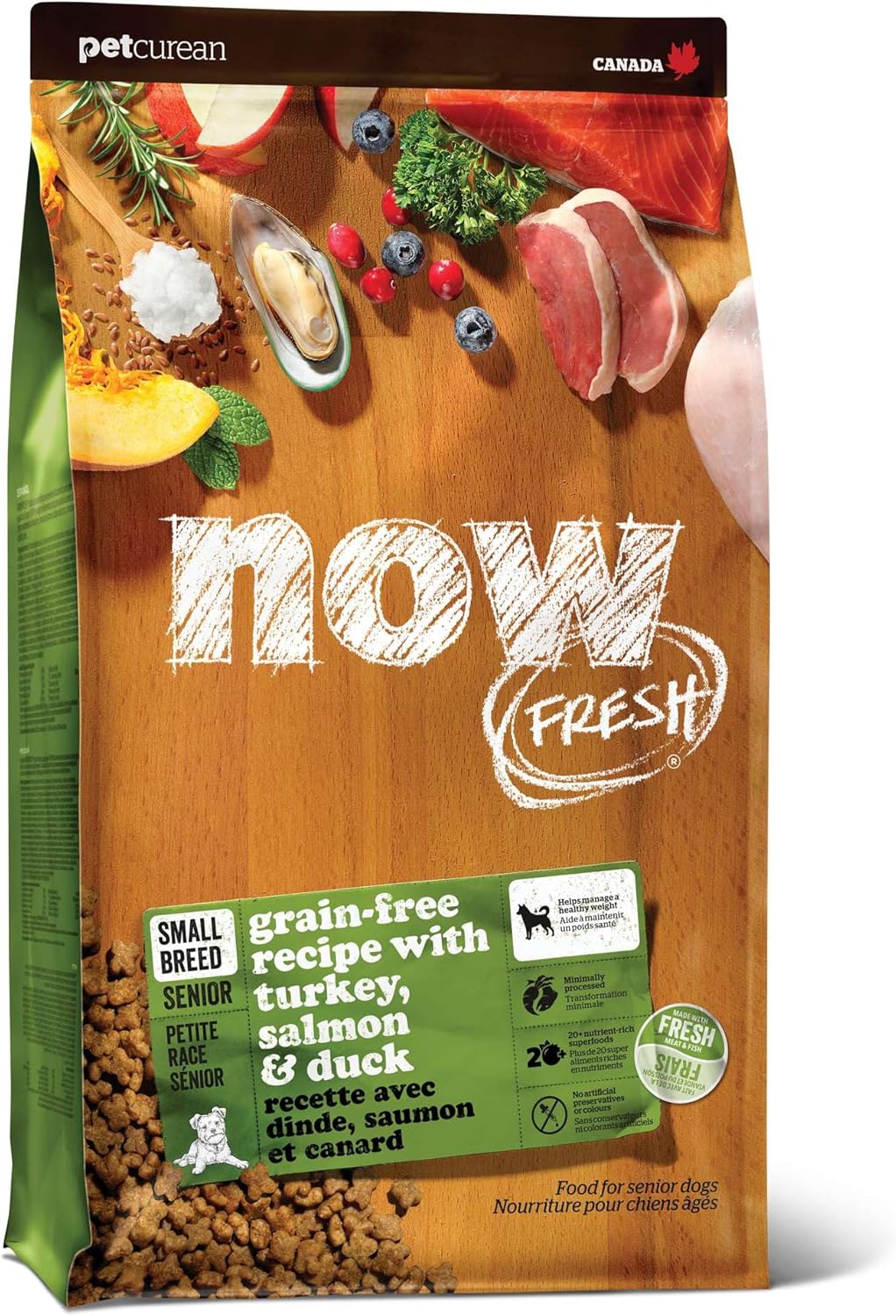 Now Fresh Dry Dog Food for Small Breed Seniors, Turkey, Salmon and Duck Recipe, 12 lbs - Grain Free, Senior Dog Food, Made with Real Meat and Fish for Small and Mini Breeds · v3