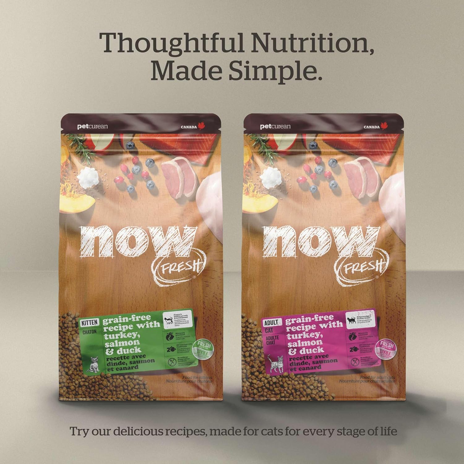 Now Fresh Dry Cat Food for Seniors, Turkey, Salmon and Duck Recipe, 3 lbs - Grain Free, Senior Cat Food, Made with Real Meat and Fish