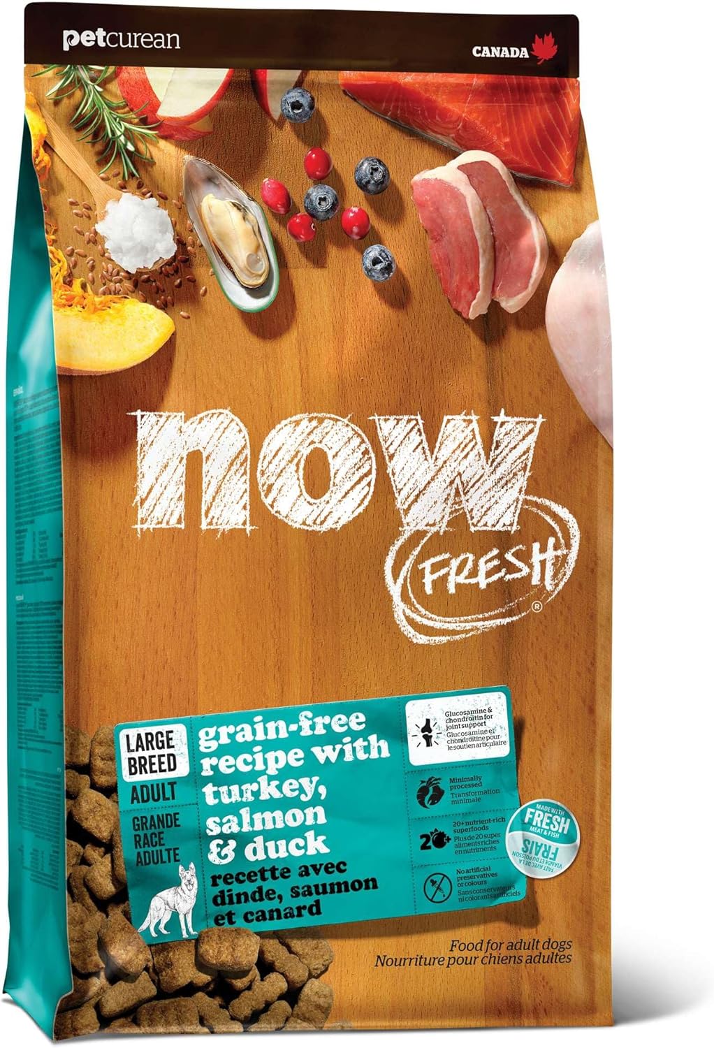 Now Fresh Dry Dog Food for Large Breeds, Turkey, Salmon and Duck Recipe, 12 lbs - Grain Free, Large Breed Dog Food, Made with Real Meat for Large and Giant Breeds