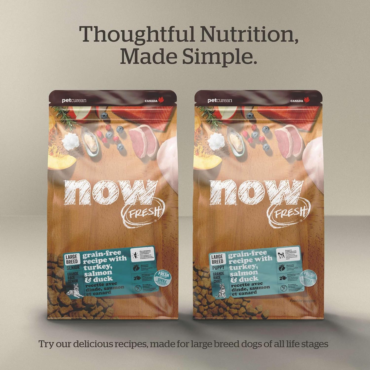 Now Fresh Dry Dog Food for Large Breeds, Turkey, Salmon and Duck Recipe, 12 lbs - Grain Free, Large Breed Dog Food, Made with Real Meat for Large and Giant Breeds · v5