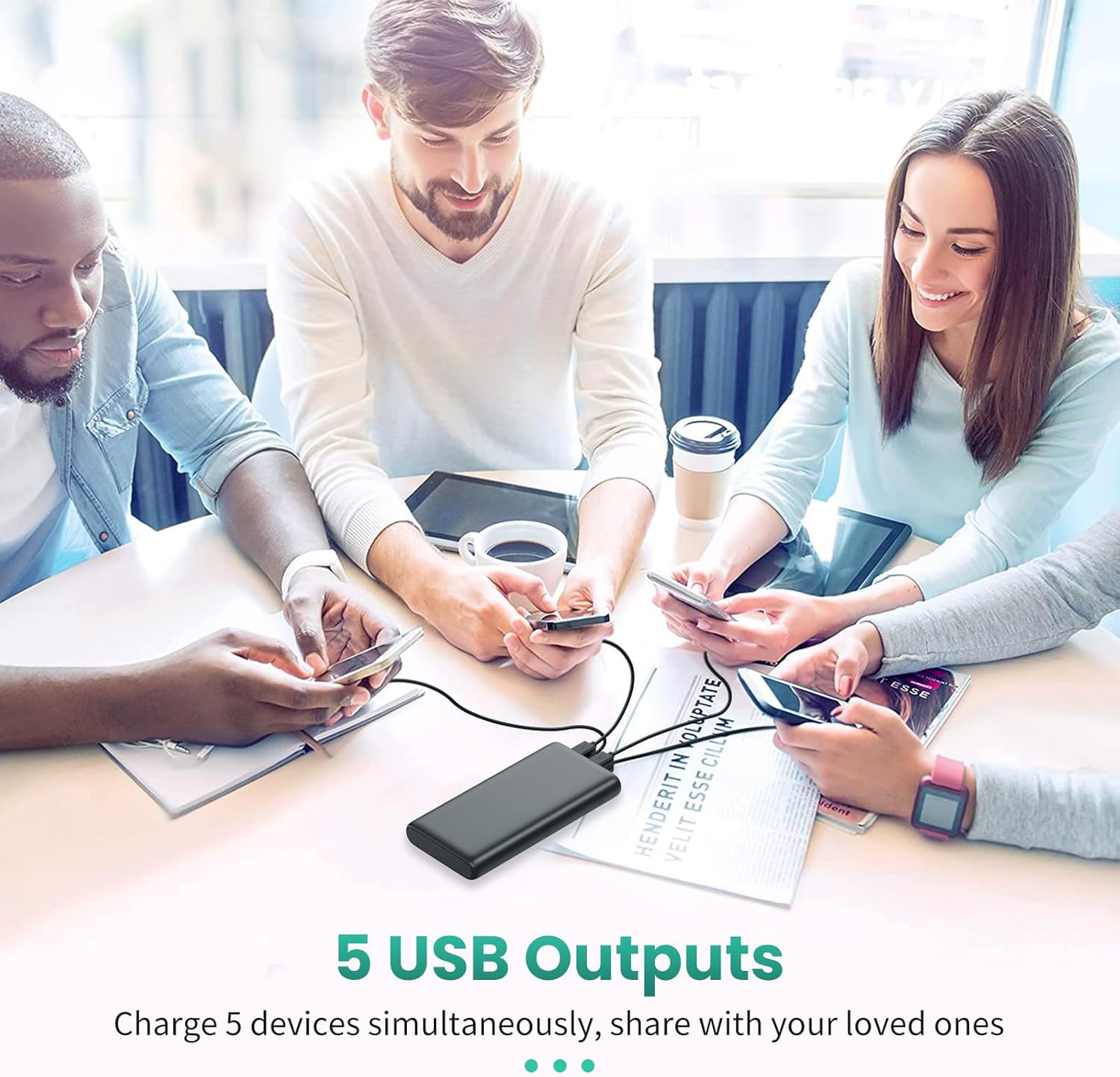 Portable Charger 38800mAh,LCD Display Power Bank,5 USB Outputs Battery Pack Backup, USB-C inout Dual Input Phone Charging Compatible with iPhone 16/15/14/13 Pro/12,Android Samsung Galaxy Pixel Nexus · v2