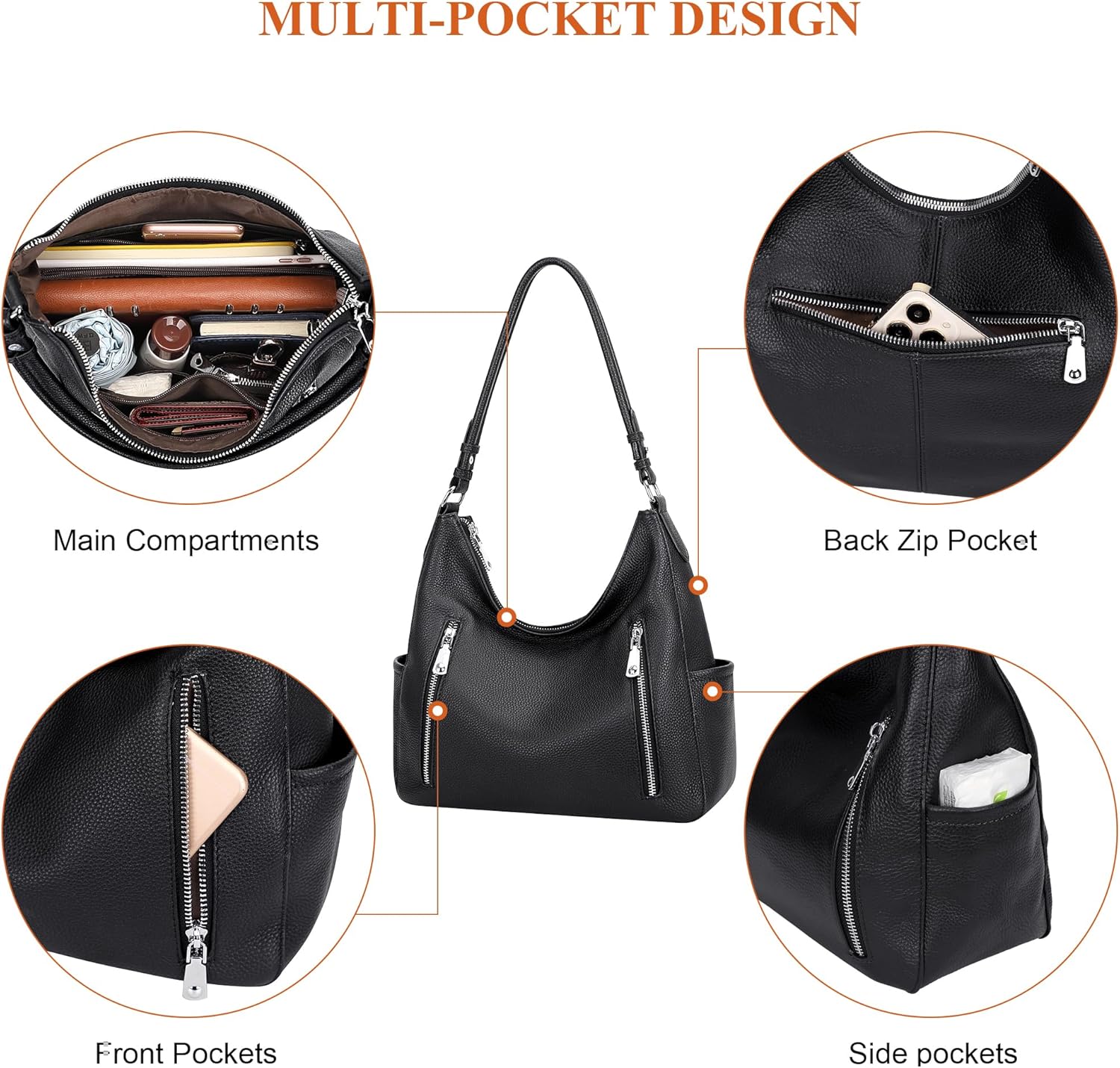 Over Earth Genuine Leather Purses and Handbags for Women Hobo Shoulder Bag Ladies Crossbody Bags Medium · v2