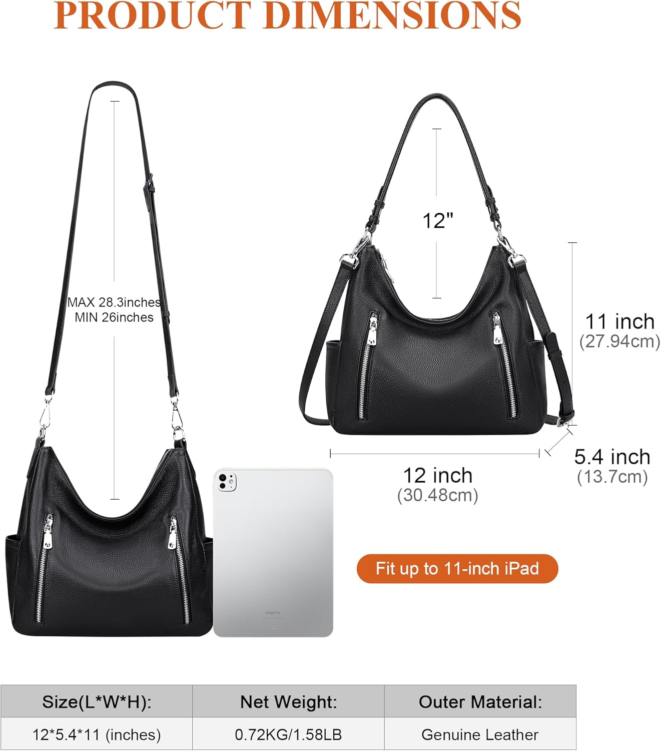 Over Earth Genuine Leather Purses and Handbags for Women Hobo Shoulder Bag Ladies Crossbody Bags Medium · v2